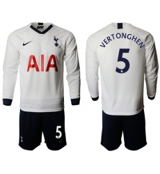 Tottenham Hotspur #5 Vertonghen Home Long Sleeves Soccer Club Jersey