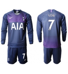 Tottenham Hotspur #7 Son Away Long Sleeves Soccer Club Jersey