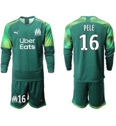 Marseille #16 Pele Army Green Goalkeeper Long Sleeves Soccer Club Jersey