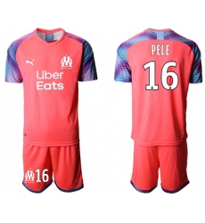 Marseille #16 Pele Pink Goalkeeper Soccer Club Jersey