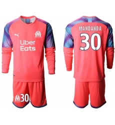 Marseille #30 Mandanda Pink Goalkeeper Long Sleeves Soccer Club Jersey