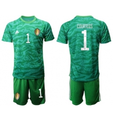 Belgium #1 Courtois Green Goalkeeper Soccer Country Jersey