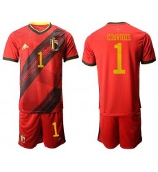 Belgium #1 Courtois Red Home Soccer Country Jersey