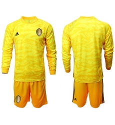 Belgium Blank Yellow Long Sleeves Goalkeeper Soccer Country Jersey