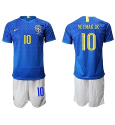 Brazil #10 Neymar Jr Blue Soccer Country Jersey