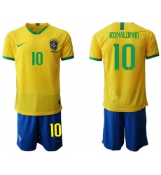 Brazil #10 Ronaldinho Home Soccer Country Jersey