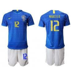 Brazil #12 Marcelo Blue Soccer Country Jersey