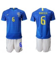 Brazil #6 Marcelo Blue Soccer Country Jersey