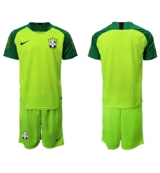 Brazil Blank Shiny Green Goalkeeper Soccer Country Jersey