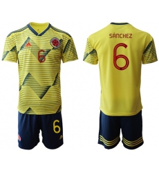 Colombia #6 Sanchez Home Soccer Country Jersey