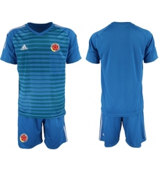 Colombia Blank Blue Goalkeeper Soccer Country Jersey