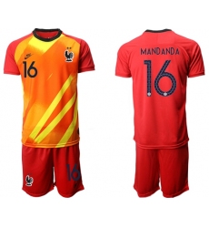 France #16 Mandanda Red Goalkeeper Soccer Country Jersey