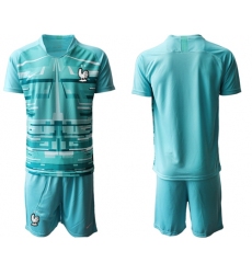 France Blank Light Blue Goalkeeper Soccer Country Jersey