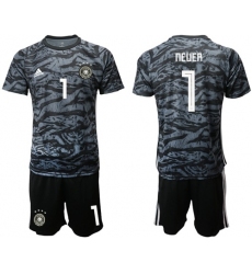 Germany #1 Neuer Black Goalkeeper Soccer Country Jersey