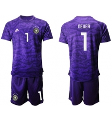 Germany #1 Neuer Purple Goalkeeper Soccer Country Jersey