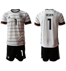 Germany #1 Neuer White Home Soccer Country Jersey