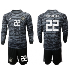 Germany #22 Ter Stegen Black Goalkeeper Long Sleeves Soccer Country Jersey