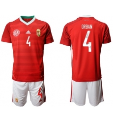 Hungary #4 Orban Home Soccer Country Jersey