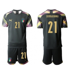 Italy #21 Donnarumma Black Goalkeeper Soccer Country Jersey
