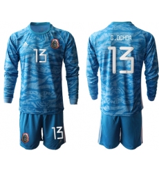 Mexico #13 G.Ochoa Blue Long Sleeves Goalkeeper Soccer Country Jersey