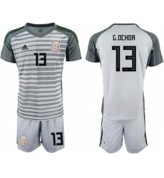 Mexico #13 G.Ochoa Grey Goalkeeper Soccer Country Jersey