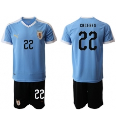 Uruguay #22 Caceres Home Soccer Country Jersey