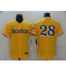 Men's Boston Red Sox #28 J.D. Martinez Nike Gold-Light Blue 2021 City Connect Jersey