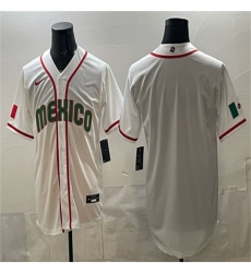 Men's Mexico Baseball Blank White 2026 World Baseball Classic Home Stadium Stitched Jersey