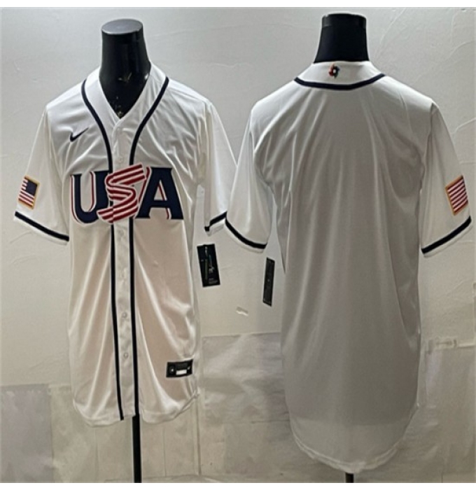 Men's USA Baseball Blank White 2026 World Baseball Classic Home Stadium Stitched Jersey