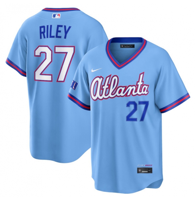 Men's Atlanta Braves #27 Austin Riley Powder Blue 2026 City Connect Stadium Stitched Baseball Jersey