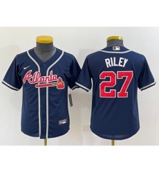 Youth Atlanta Braves #27 Austin Riley Navy Blue Stitched MLB Cool Base Nike Jersey