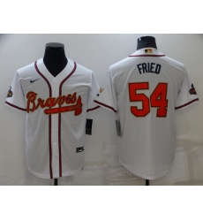Men's Atlanta Braves #54 Max Fried Nike White 2022 Gold Program Authentic Player Jersey