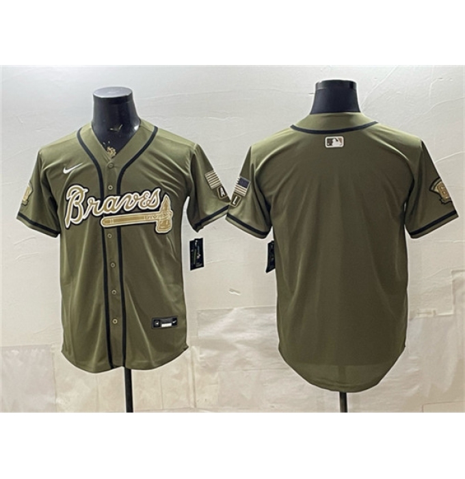 Men's Atlanta Braves Blank Olive 2026 Armed Forces Day Stitched Baseball Jersey