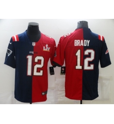 Men's Tampa Bay Buccaneers #12 Tom Brady Blue Red Bowl LV Limited Split Fashion Football Jersey