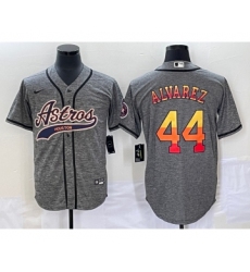 Men's Houston Astros #44 Yordan Alvarez Grey Gridiron Cool Base Stitched Baseball Jersey