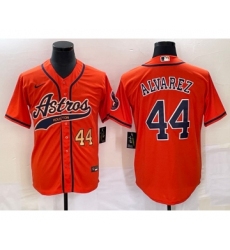 Men's Houston Astros #44 Yordan Alvarez Number Orange Cool Base Stitched Baseball Jersey
