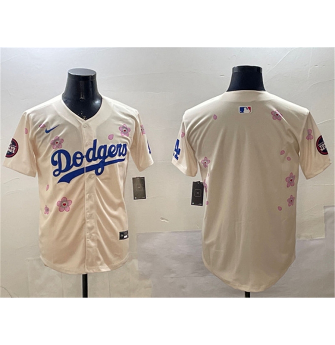 Men's Los Angeles Dodgers Blank Cream 2025 Tokyo Series Limited Stitched Baseball Jersey