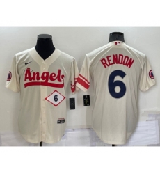 Men's Los Angeles Angels #6 Anthony Rendon Number Cream 2022 City Connect Cool Base Stitched Jersey