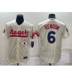 Men's Los Angeles Angels #6 Anthony Rendon Number Cream 2022 City Connect Flex Base Stitched Jersey
