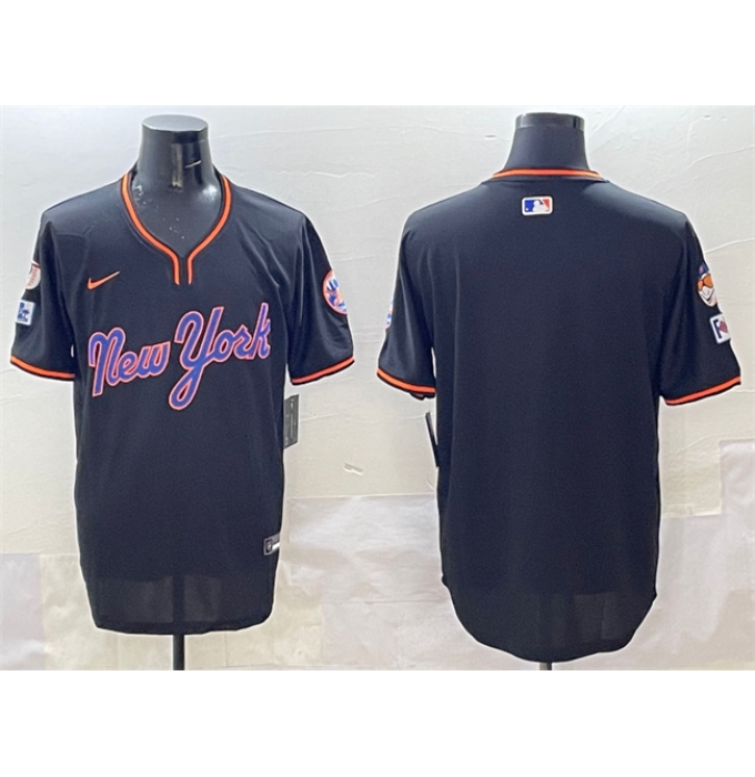 Men's New York Mets Blank Black 2025 Spring Training Stitched Baseball Jersey