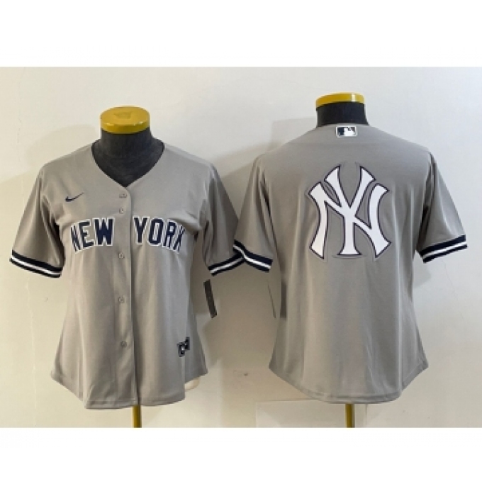 Women's Nike New York Yankees Blank Gray Stitched MLB Cool Base Jersey1