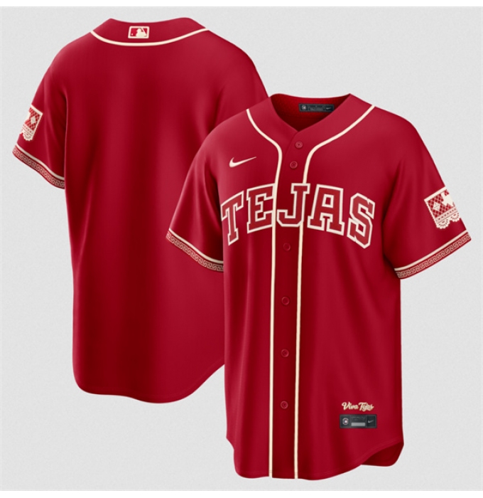 Men's Texas Rangers Blank Red 2026 City Connect Stadium Stitched Baseball Jersey