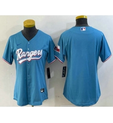 Women's Texas Rangers Blank Number Light Blue Team Logo Cool Base Jersey