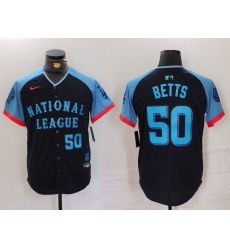 Men's Los Angeles Dodgers #50 Mookie Betts Number Navy 2024 All Star Limited Stitched Jersey