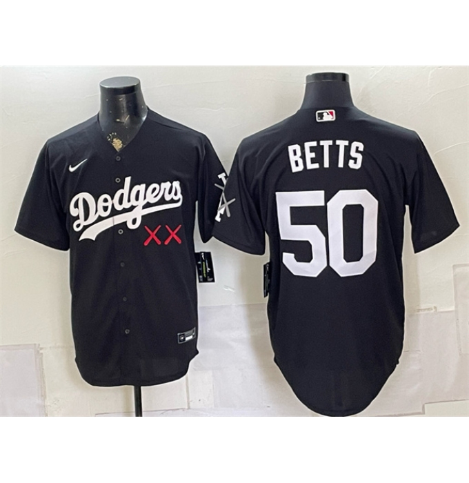 Men's Los Angeles Dodgers x KAWS #50 Mookie Betts Black Vapor Premier Limited Stitched Baseball Jersey