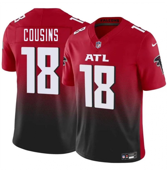 Men's Atlanta Falcons #18 Kirk Cousins Red Black 2023 F.U.S.E. Vapor Untouchable Limited Football Stitched Jersey