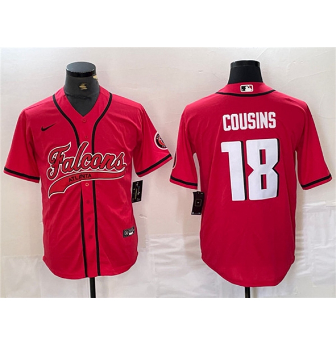Men's Atlanta Falcons #18 Kirk Cousins Red With Cool Base Baseball Stitched Jersey