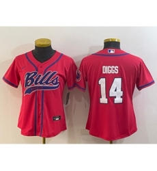 Youth Buffalo Bills #14 Stefon Diggs Red With Patch Cool Base Stitched Baseball Jersey