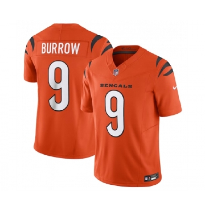 Men's Nike Cincinnati Bengals #9 Joe Burrow Orange 2023 F.U.S.E. Vapor Untouchable Limited Stitched Jersey