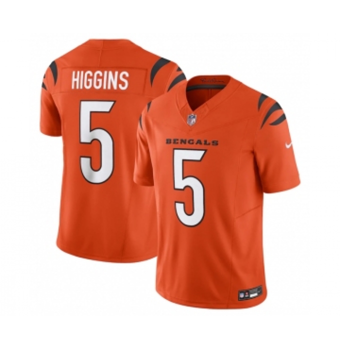 Men's Cincinnati Bengals #5 Tee Higgins Orange 2023 F.U.S.E. Vapor Untouchable Limited Stitched Jersey